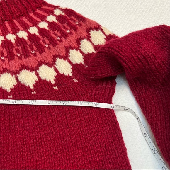 ♥️SOLD♥️Handmade Vintage Fair Isle Pullover Chunky Knit Wool Sweater Size S/M - Picture 8 of 8